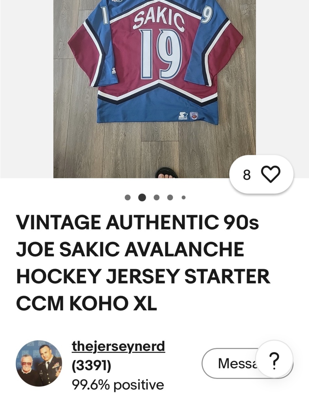 STARTER Joe Sakic Colorado Avalanche Maroon and Blue Hockey Jersey #19